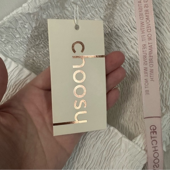 Choosy Women’s Optic White Wrap Stretchy Smocked Long Sleeve Blouse Sz XL NWT - Picture 8 of 11